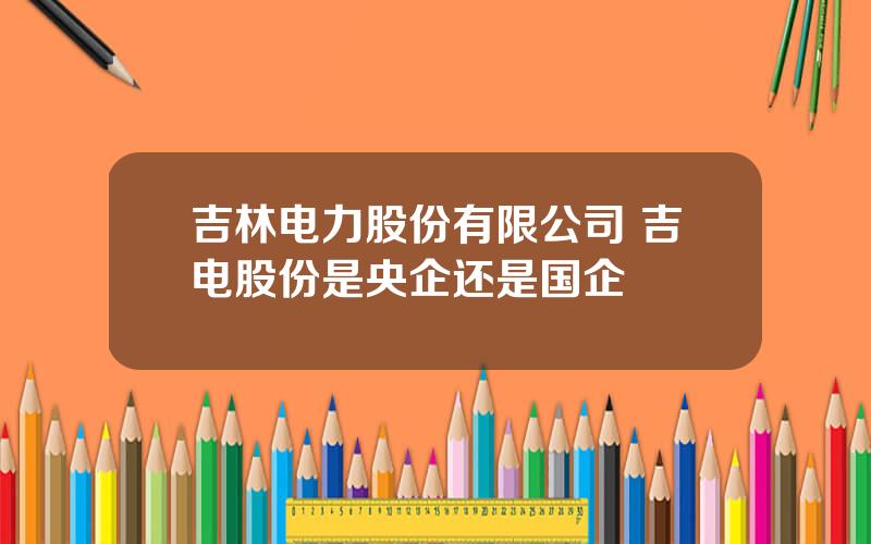 吉林电力股份有限公司 吉电股份是央企还是国企
